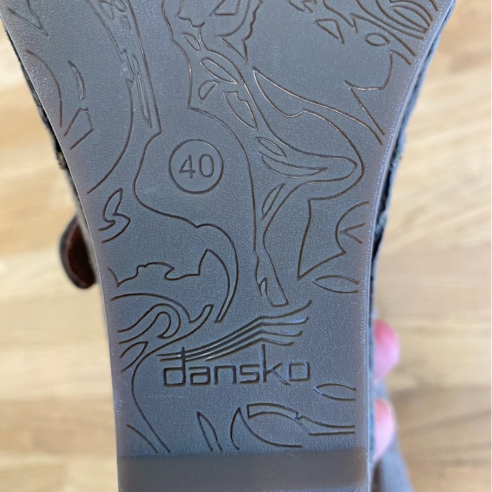 Dansko Taupe Suede Mary Jane Wedge Shoes - Picture 12 of 13